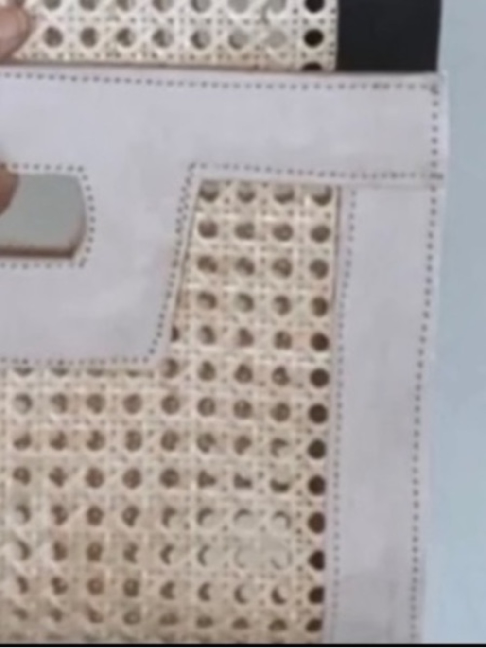 Wicker Leather Trim Bag CREAM TRIM - Picture 2 of 3